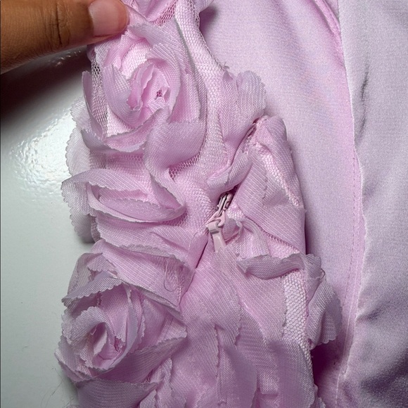 Floral-Appliqué Halterneck A-Line Mini Dress in Lilac - Picture 8 of 10